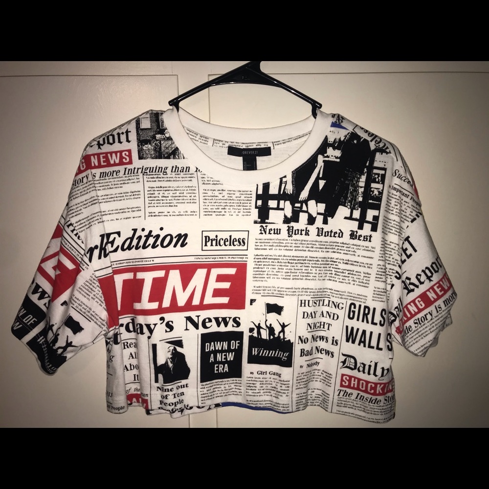 newspaper print crop top